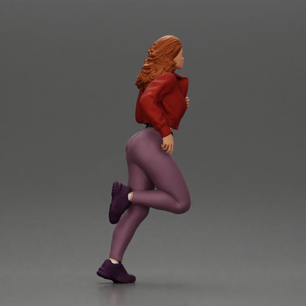 Foto de producto de modelismo de diorama 1: Miniatura de diorama: Niña corriendo con cabello largo en chaqueta (Ref Nr. A96)