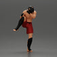 Foto del producto de modelismo de diorama 1: Figura de diorama: Miniatura de artes marciales, pose de patada con casco, guantes y protectores de espinillas (Ref Nr. A122)