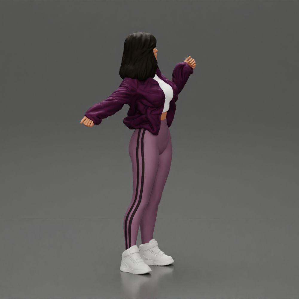 Foto del producto de modelismo de diorama 1: Miniatura de diorama: Mujer con chaqueta abierta, top corto y pantalones ajustados (Ref Nr. A114)