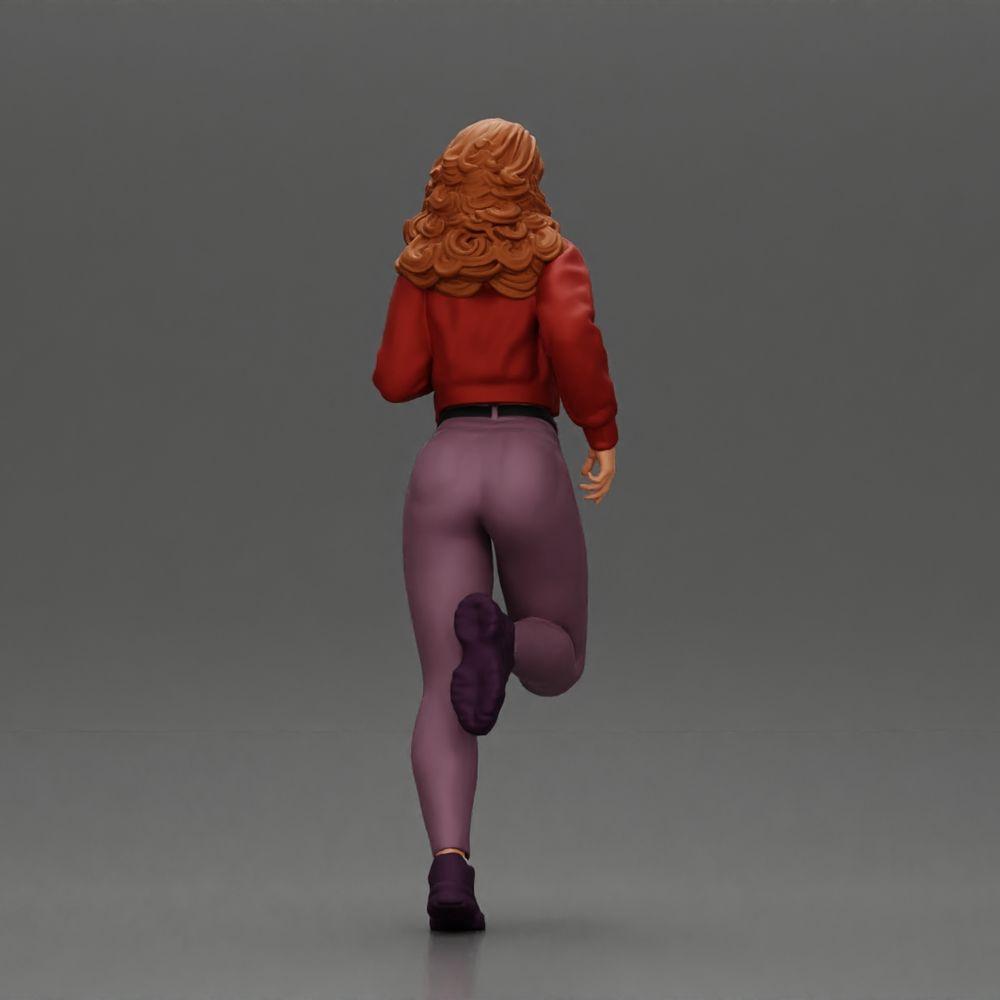 Foto del producto de modelismo de diorama 2: Miniatura de diorama: Niña corriendo con cabello largo en chaqueta (Ref Nr. A96)