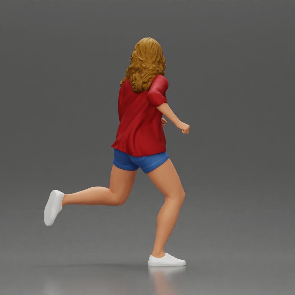Diorama modelismo foto de producto 3: Figura de diorama: Joven mujer corriendo con camisa abierta y pantalones cortos, decidida (Ref Nr. A102)