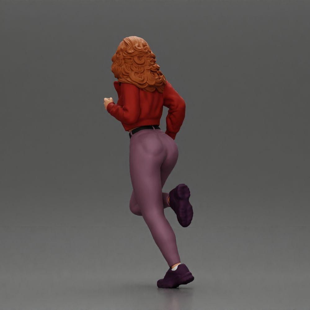 Foto de producto de modelismo de diorama 3: Miniatura de diorama: Niña corriendo con cabello largo en chaqueta (Ref Nr. A96)
