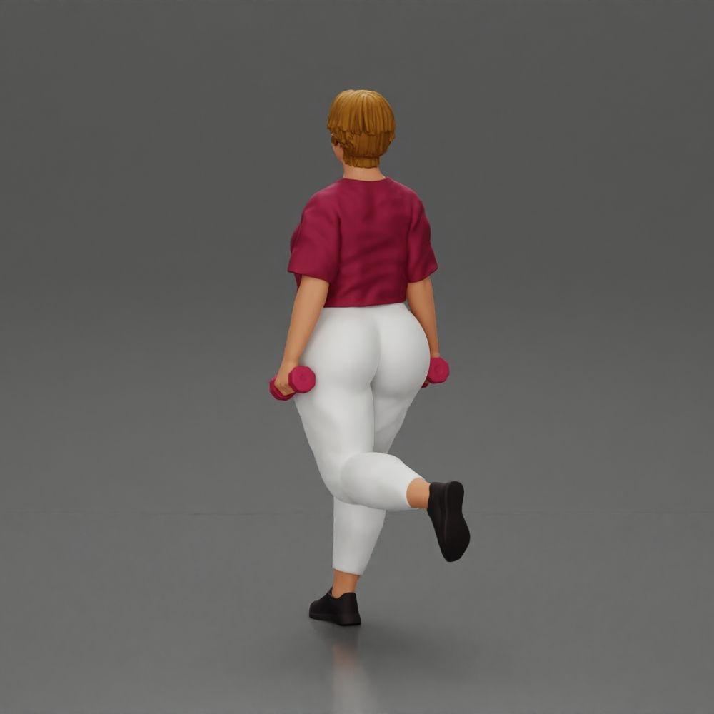 Diorama modelismo foto de producto 3: figura de diorama: mujer fuerte en atuendo de fitness, ejercicio de una pierna con mancuernas (Ref Nr. A105)