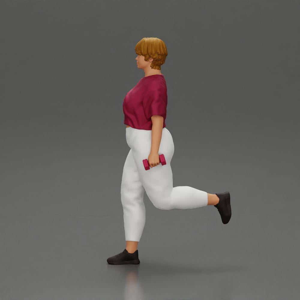 Diorama modelismo foto de producto 4: figura de diorama: mujer fuerte en atuendo de fitness, ejercicio de una pierna con mancuernas (Ref Nr. A105)