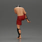 Foto del producto de modelismo de diorama 4: Figura de diorama: Miniatura de artes marciales, pose de patada con casco, guantes y protectores de espinillas (Ref Nr. A122)