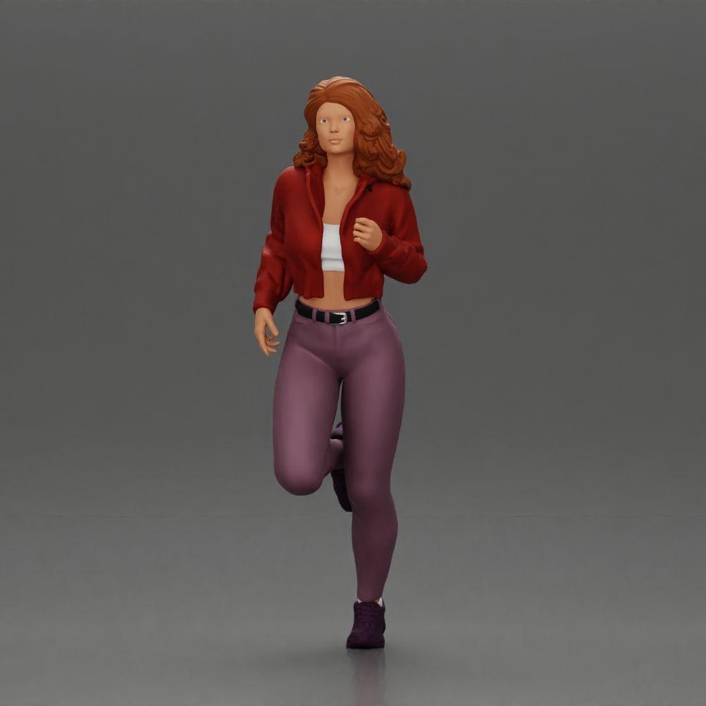 Foto del producto de modelismo de diorama 5: Miniatura de diorama: Niña corriendo con cabello largo en chaqueta (Ref Nr. A96)