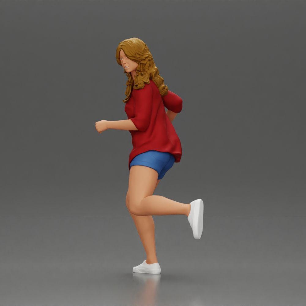 Diorama Modelismo Foto de producto 5: Figura de diorama: Mujer joven corriendo con camisa abierta y pantalones cortos, decidida (Ref Nr. A102)