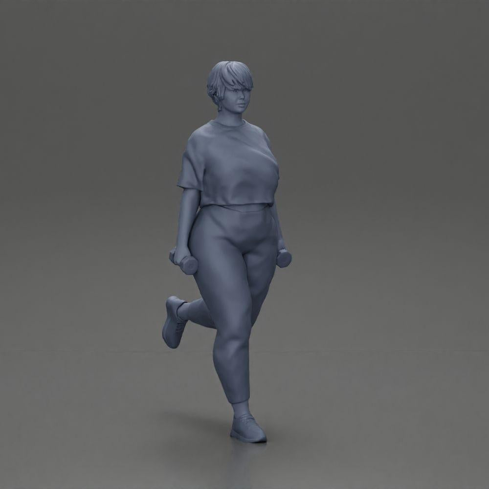 Diorama modelismo foto de producto 6: figura de diorama: mujer fuerte en atuendo de fitness, ejercicio de una pierna con mancuernas (Ref Nr. A105)