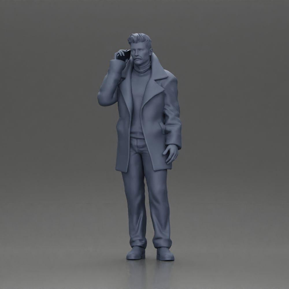 Foto de producto de modelismo de diorama 6: figura de diorama - hombre turco con abrigo y suéter de cuello alto, hablando por teléfono (Ref Nr. A78)