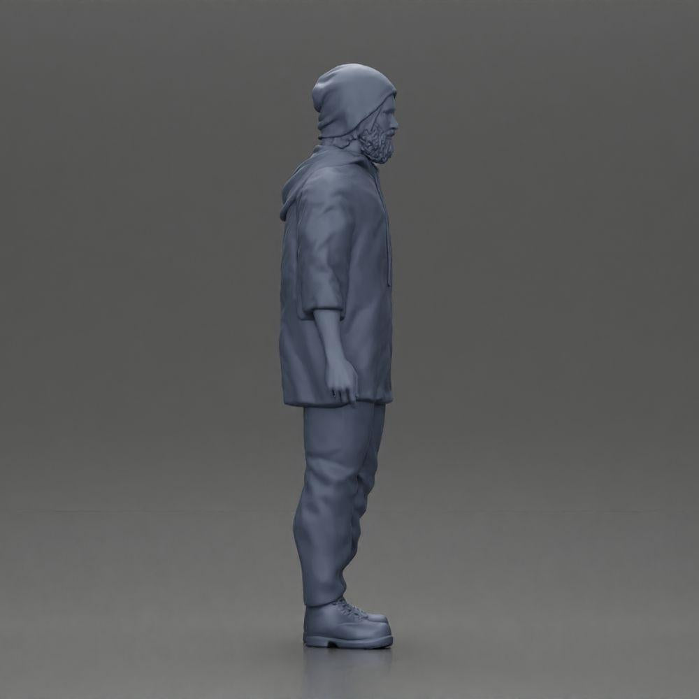 Foto del producto de modelismo de diorama 7: Figura de pie: Hombre con gorra y sudadera con capucha (Ref Nr. A100)