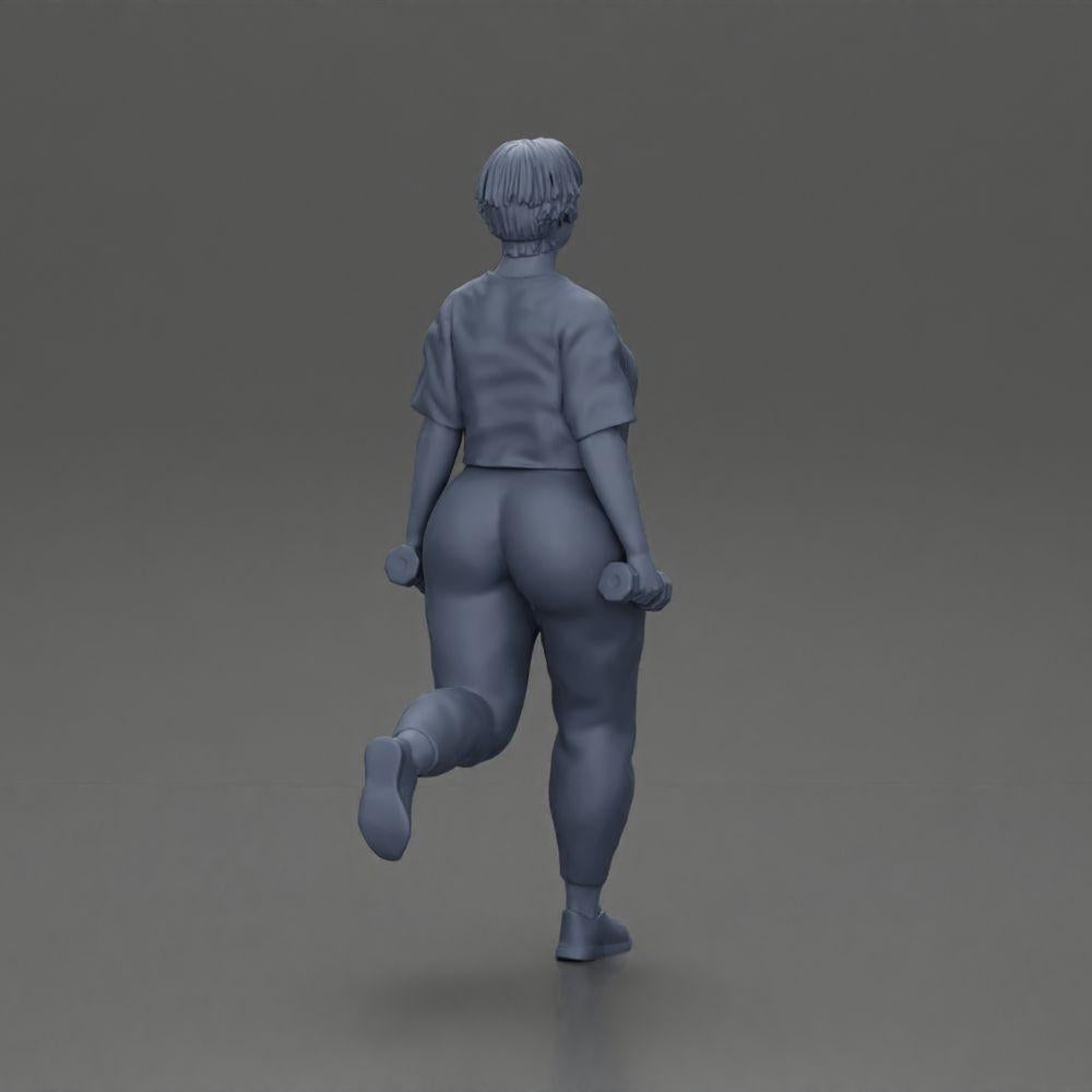 Diorama Modelismo Foto de Producto 8: Figura de diorama: mujer fuerte en atuendo de fitness, ejercicio de una pierna con mancuernas (Ref Nr. A105)