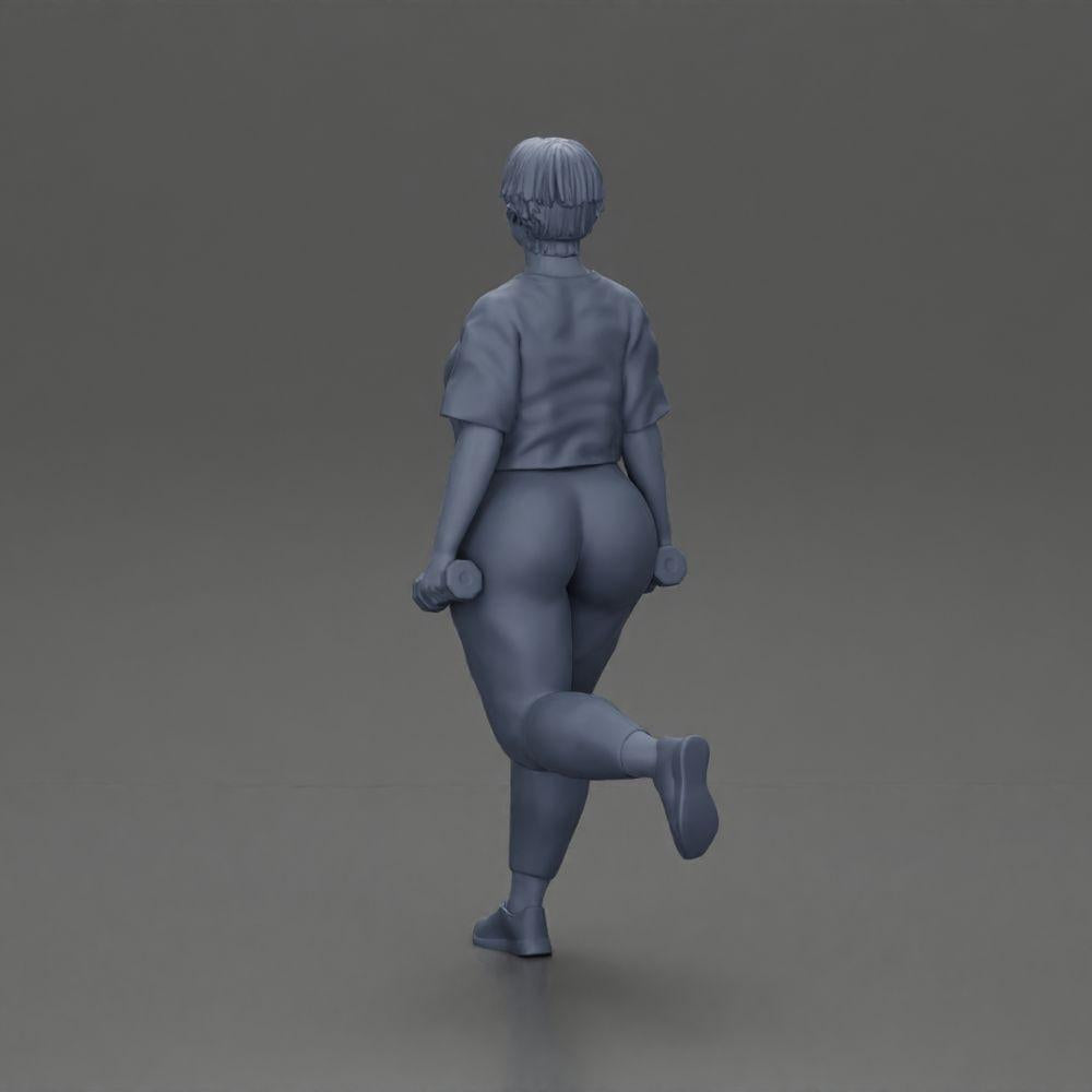 Diorama Modelismo Foto de producto 9: Figura de diorama: mujer fuerte en atuendo de fitness, ejercicio de una pierna con mancuernas (Ref Nr. A105)