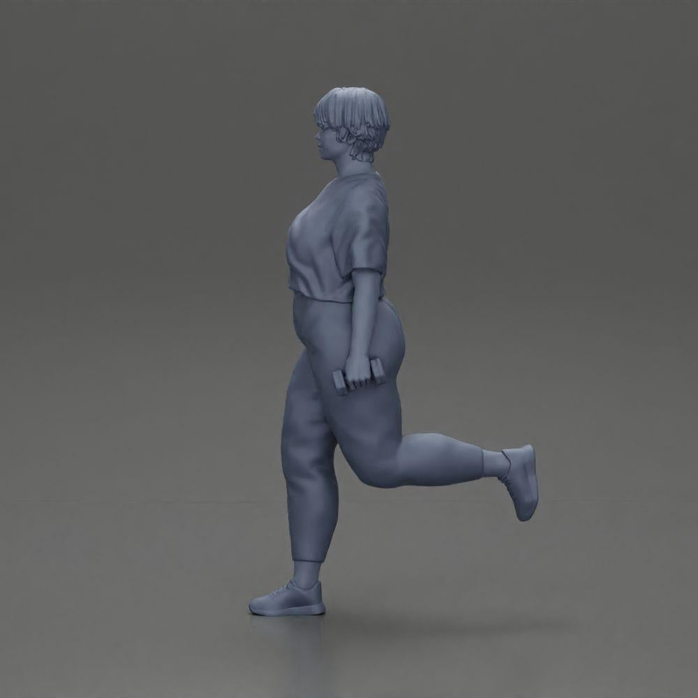 Diorama modelismo foto de producto 10: figura de diorama: mujer fuerte en atuendo de fitness, ejercicio unipodal con mancuernas (Ref Nr. A105)