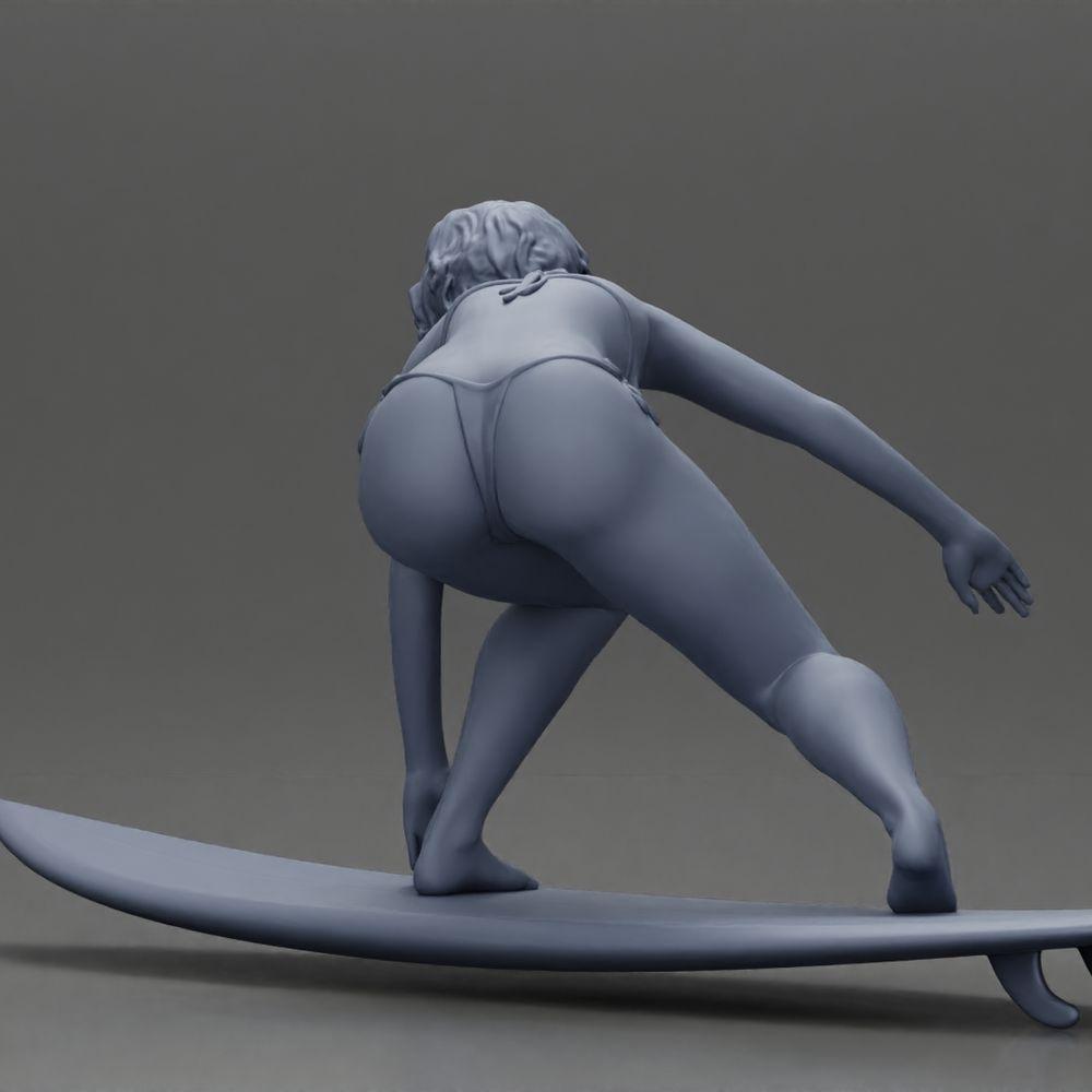 Diorama modelo de producto foto 10: Miniatura de diorama: surfista arrodillada en bikini sobre una tabla de surf, individual (Ref Nr. A119)
