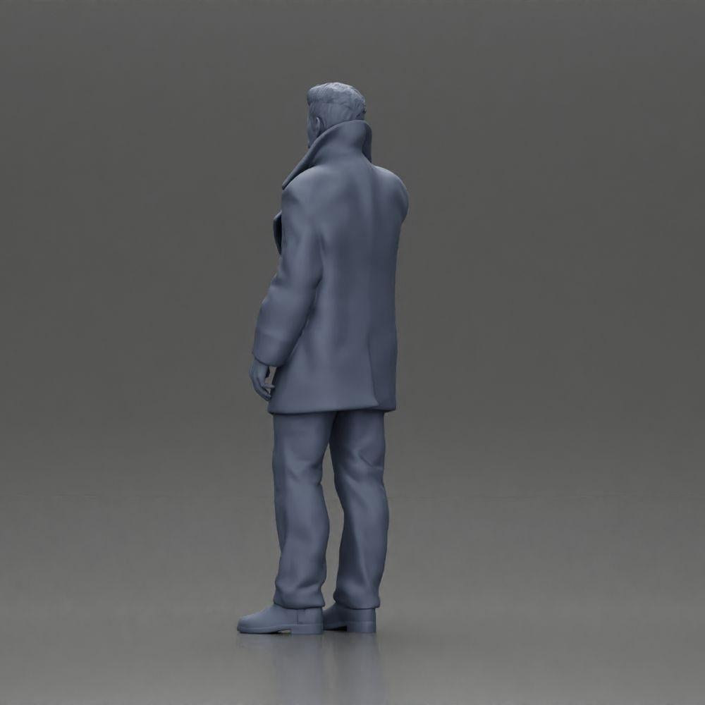 Foto del producto de modelismo de diorama 10: figura de diorama - hombre turco con abrigo y suéter de cuello alto, hablando por teléfono (Ref Nr. A78)