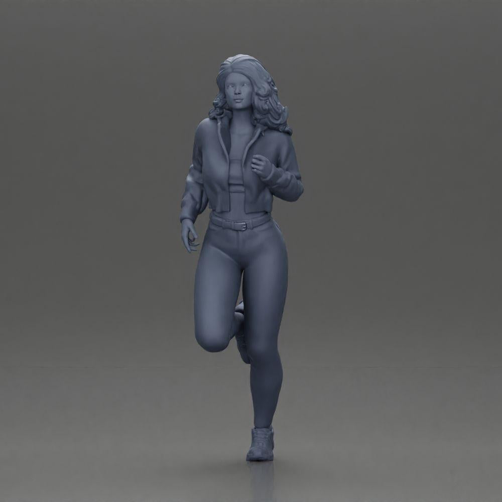 Diorama Modelismo Foto de Producto 11: Miniatura de Diorama: Niña Corriendo con Cabello Largo en Chaqueta (Ref Nr. A96)