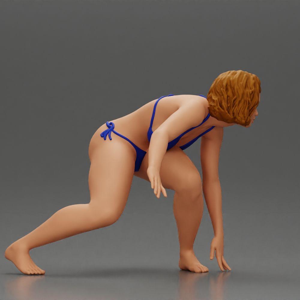 Diorama modelo fotografía de producto 14: Miniatura de diorama: Surfista arrodillada en bikini sobre tabla de surf, individual (Ref Nr. A119)
