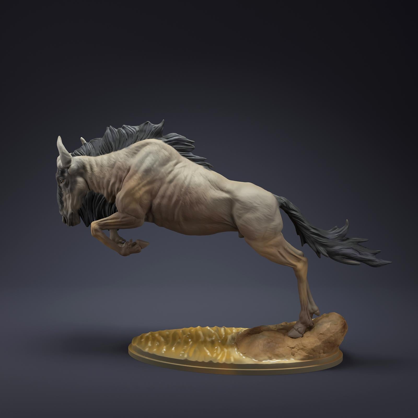 Foto del producto Figura de animal Diorama, Modelismo: 0: Figura de animales de la sabana: ñu saltando – Wildebeest (Ref 01_01_85)