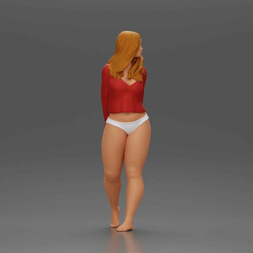 Foto de producto de modelismo de diorama 2: Figura de miniatura femenina para diorama, bikini y camiseta de manga larga, manos atrás (Ref Nr. A53)