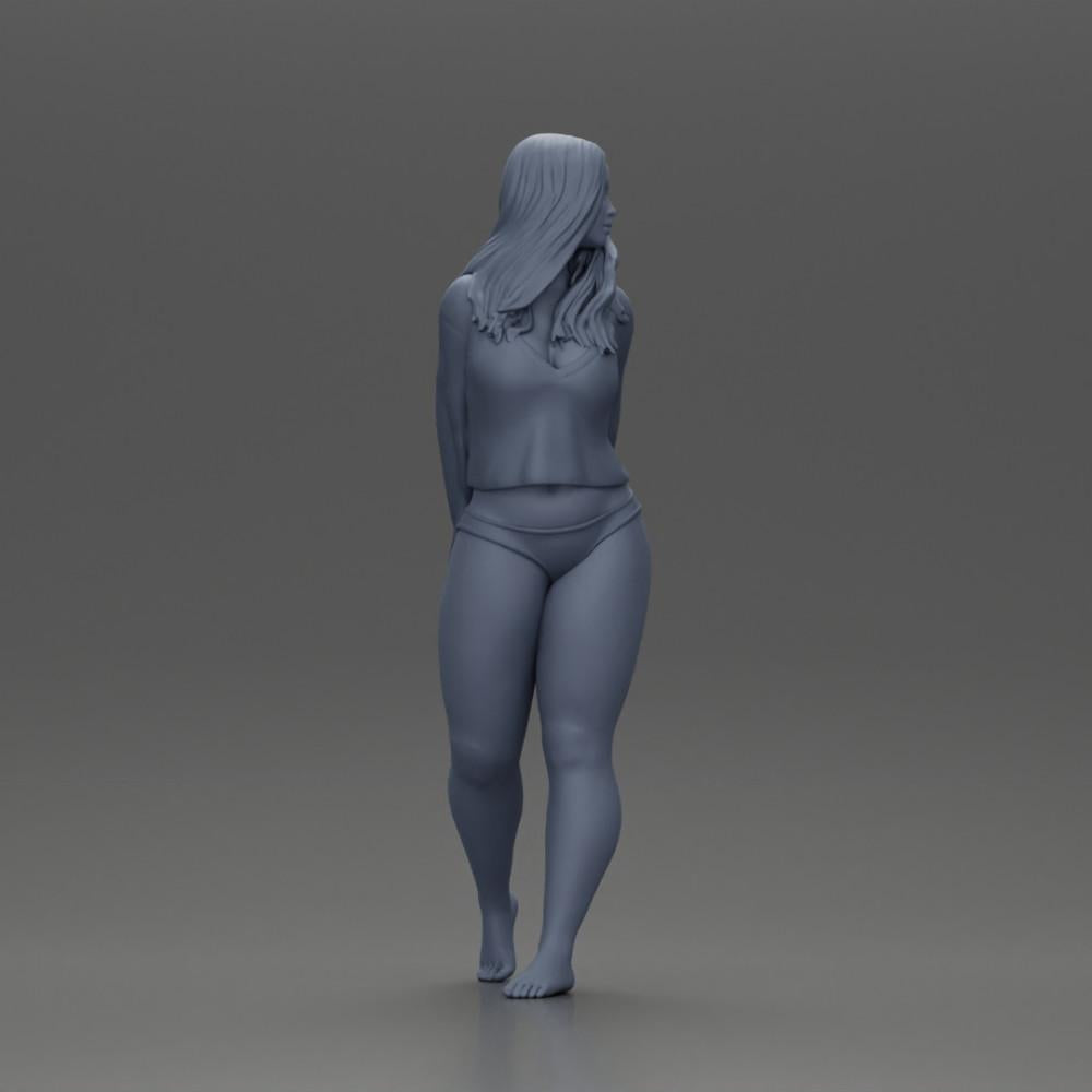 Foto de producto de modelismo diorama 8: Figura de miniatura femenina para diorama, bikini y camiseta de manga larga, manos atrás (Ref Nr. A53)