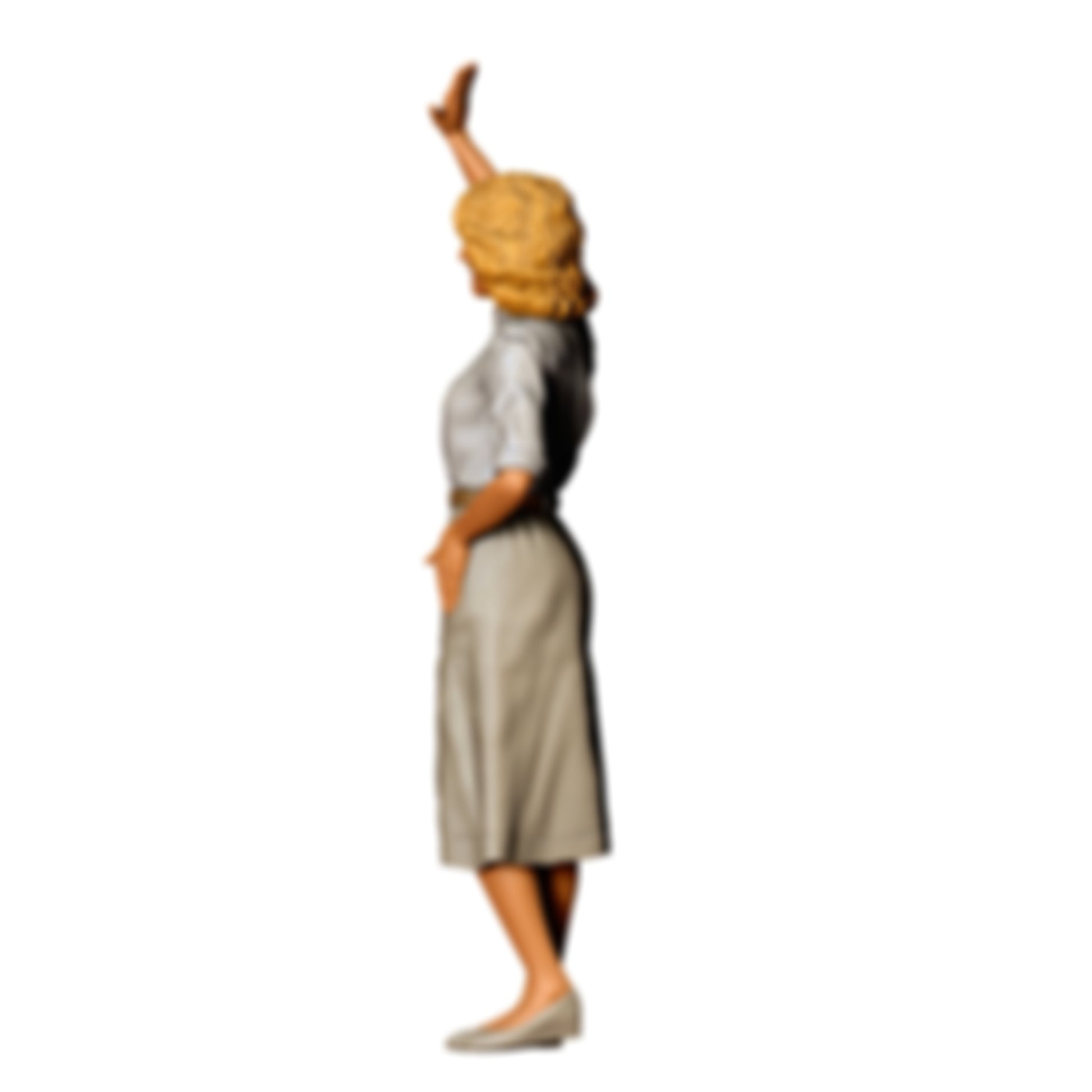 3DP Miniatures 2: Stehende Figur: Frau mit erhobener Hand zum Gruß & Hand in Tasche (Ref. Nr. 506)