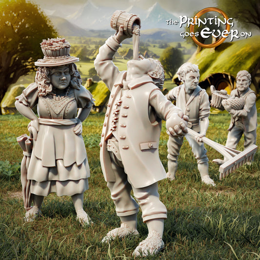 Foto del producto Tabletop 28mm The Printing Goes Ever On (TPGEO) 0: Halflings aldeanos - Habitantes en la vida cotidiana