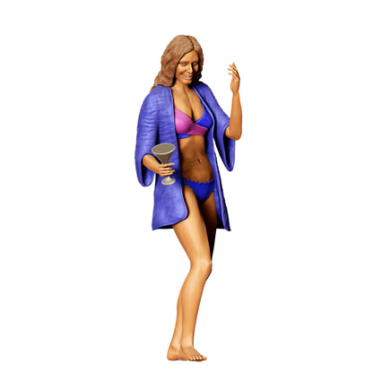 Foto del producto de modelismo de diorama 0: Fiesta en la piscina - Mujer en bikini con copa de champán 2 (Ref. Nr. 326)