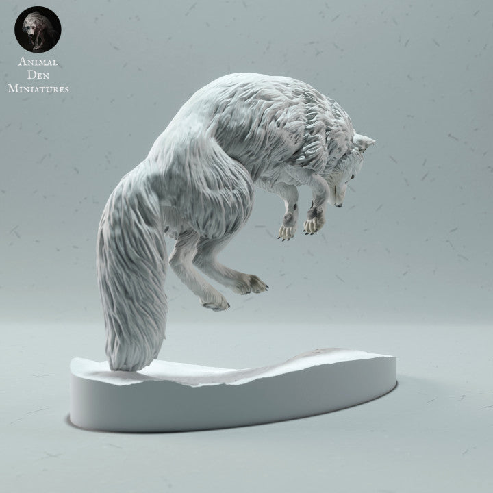 Foto de producto de figura animal Animal Den Miniatures 2: Figura animal polar: zorro ártico saltando (22_12_17)