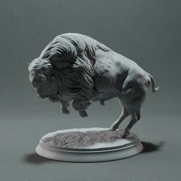 Foto de producto de figura animal Animal Den Miniatures 1: Figura de animal salvaje: bisonte americano atacando (22_10_14)