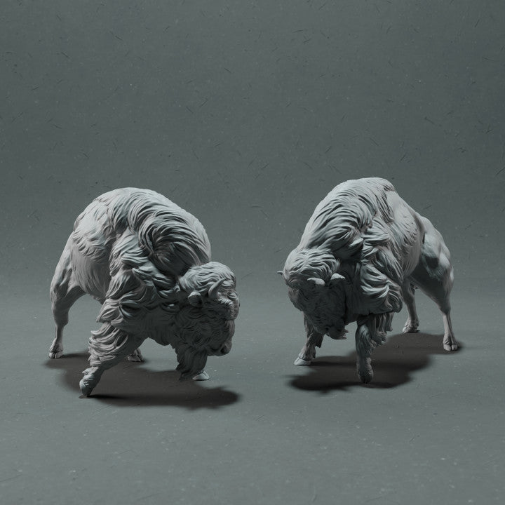 Foto de producto, figura de animal Animal Den Miniatures 1: figura de animal salvaje: bisonte americano combatiendo (22_10_13)