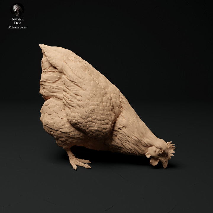 Foto del producto figura de animal diorama, modelismo: 0: figuras de animales de granja: 3 gallinas - comiendo, sentadas y corriendo