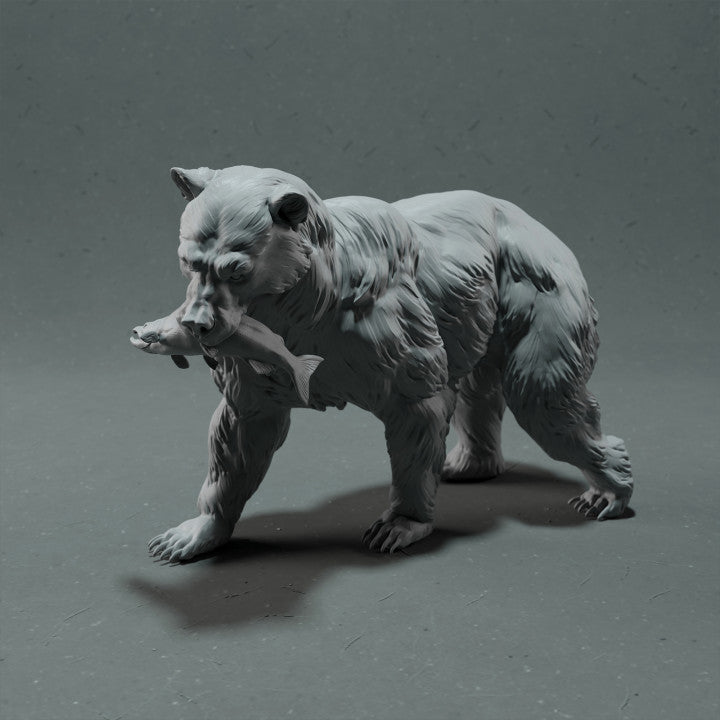 Foto de producto de figura animal Animal Den Miniatures 1: figura de animal salvaje: oso grizzly con salmón (22_10_16)