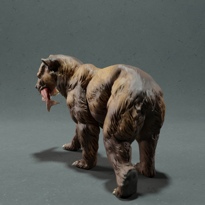 Foto de producto de figura animal Animal Den Miniatures 3: figura de animal salvaje: oso grizzly con salmón (22_10_16)