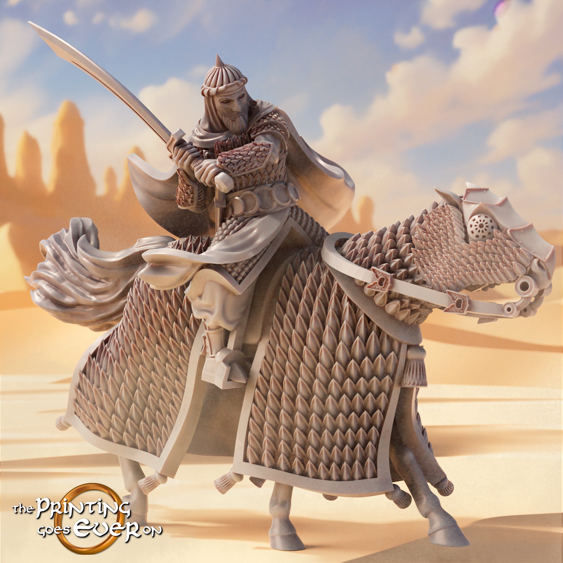 Foto del producto Tabletop 28mm The Printing Goes Ever On (TPGEO) 0: Jinete del Este: Capitán y seguidores a caballo - Nómadas orientales del desierto