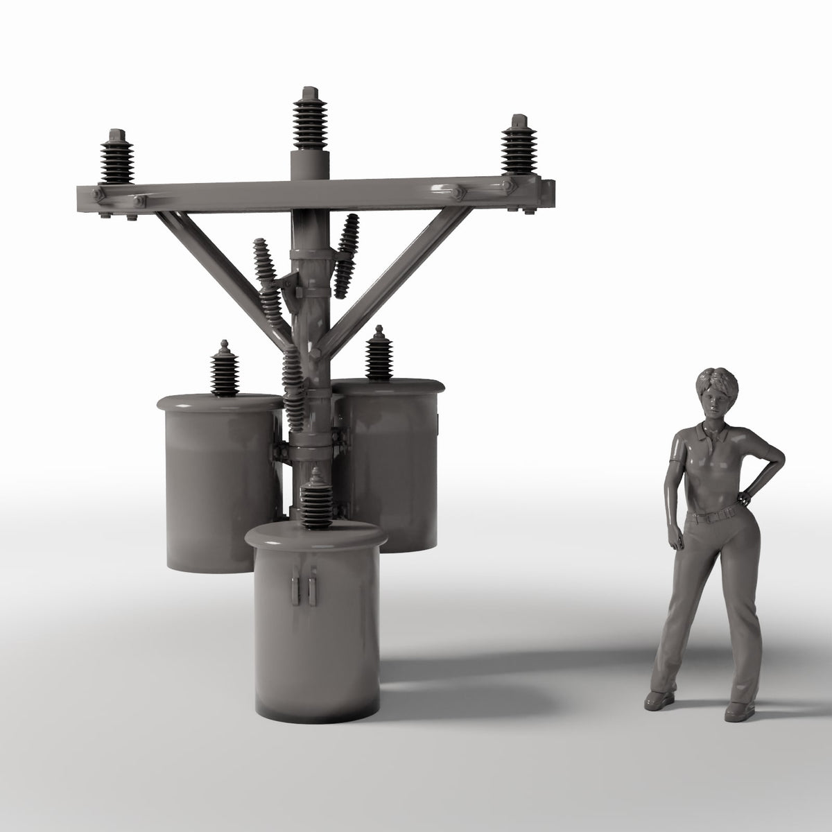 Foto de producto de diorama y modelismo 1: Infraestructura para dioramas: poste eléctrico de hormigón con tres transformadores (Ref. 910D)