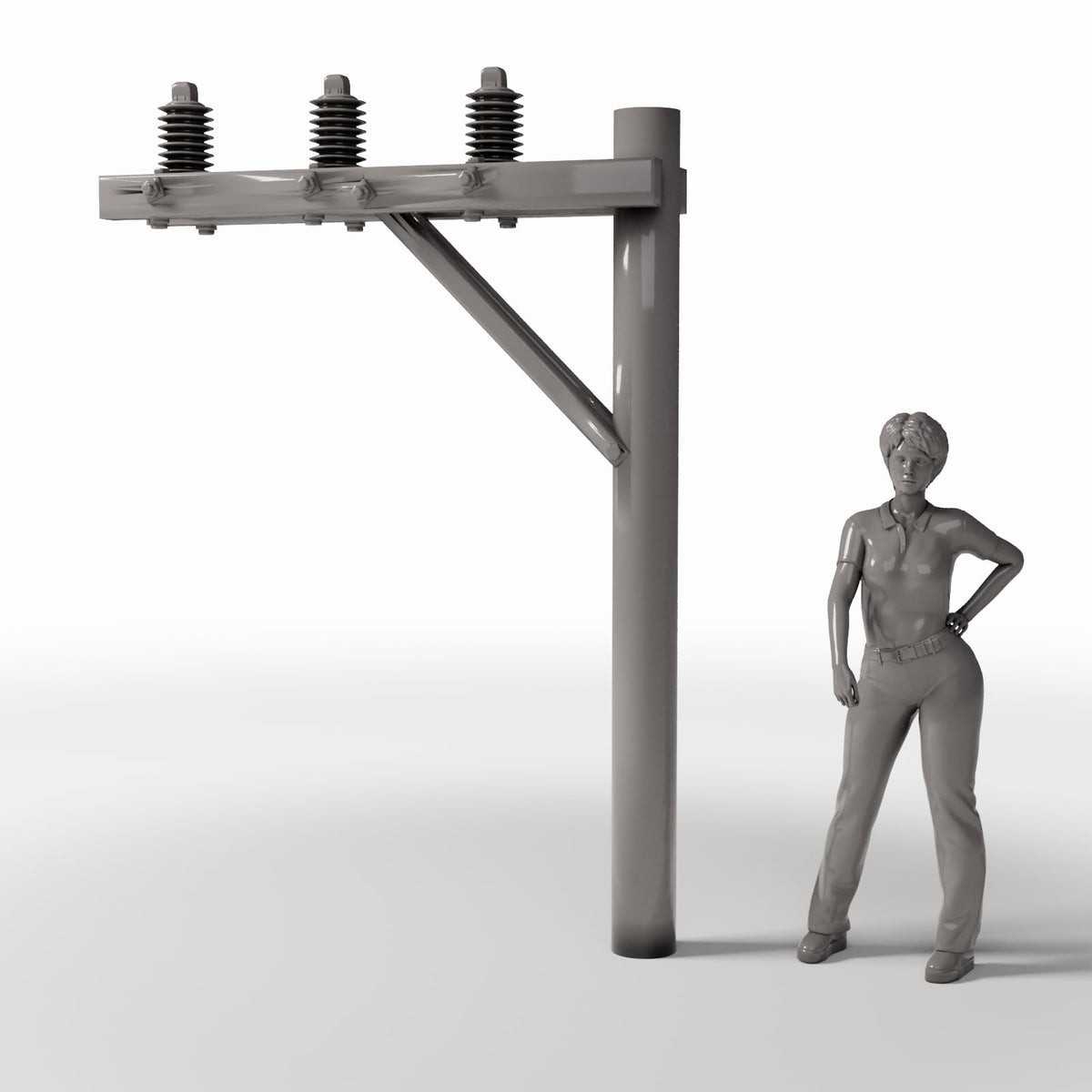 Foto de producto de diorama y modelismo 1: Infraestructura para dioramas: poste eléctrico con 3 aisladores (Ref. 933D)