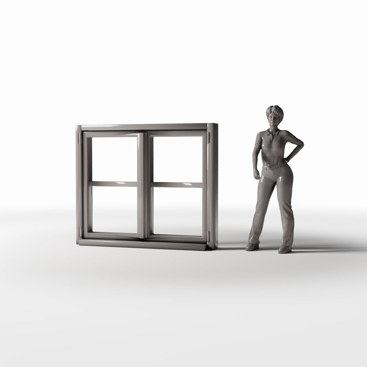 Diorama Modellbau Produktfoto 1: Diorama Gebäude: Rustikales Doppelfenster mit Fensterbank (Ref. 967D)