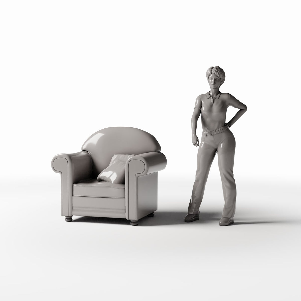 Foto de producto de diorama y modelismo 1: Mobiliario para dioramas: sillón tapizado con cojín (Ref. 986D)