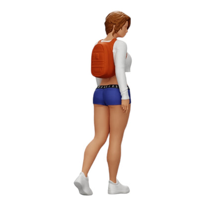 Foto del producto 0: Chica sexy, en shorts, minifalda y mochila (Ref Nr. A0)