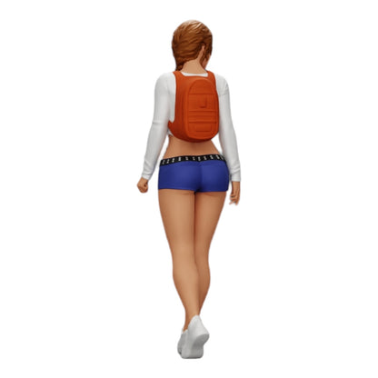 Foto del producto 0: Chica sexy, en pantalones cortos, minifalda y mochila (Ref Nr. A0)