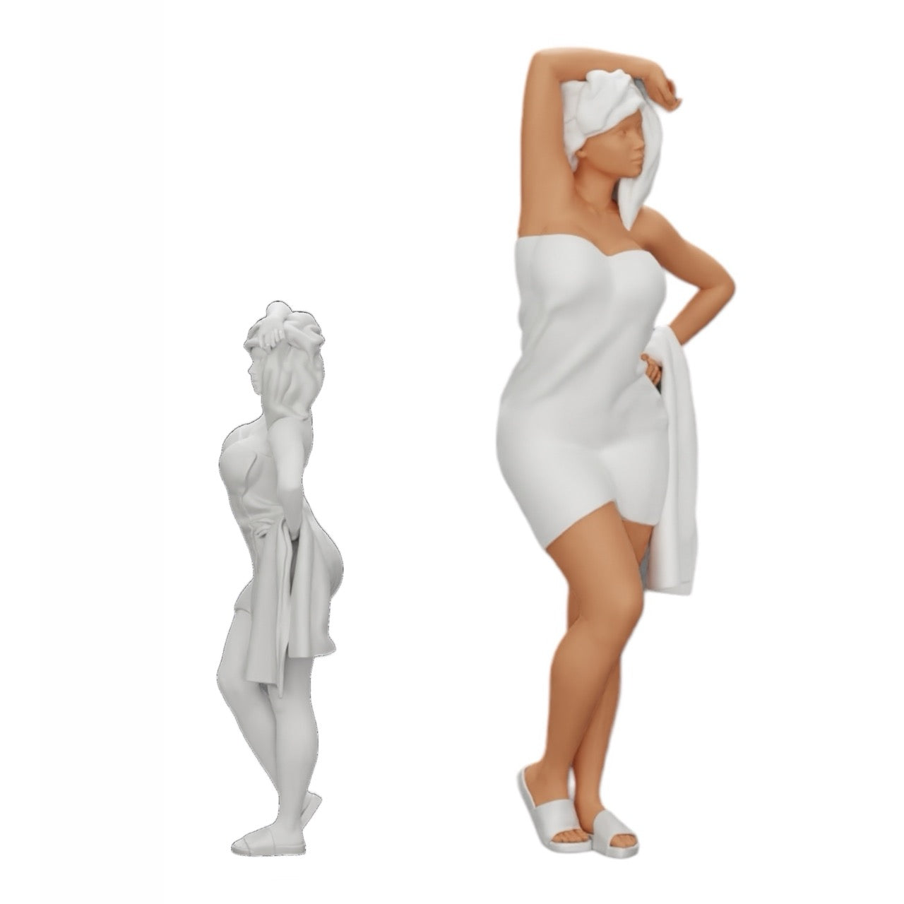 Foto de producto de modelismo de diorama 0: Mujer sexy después de la ducha con albornoz y toalla (Ref Nr. A10)