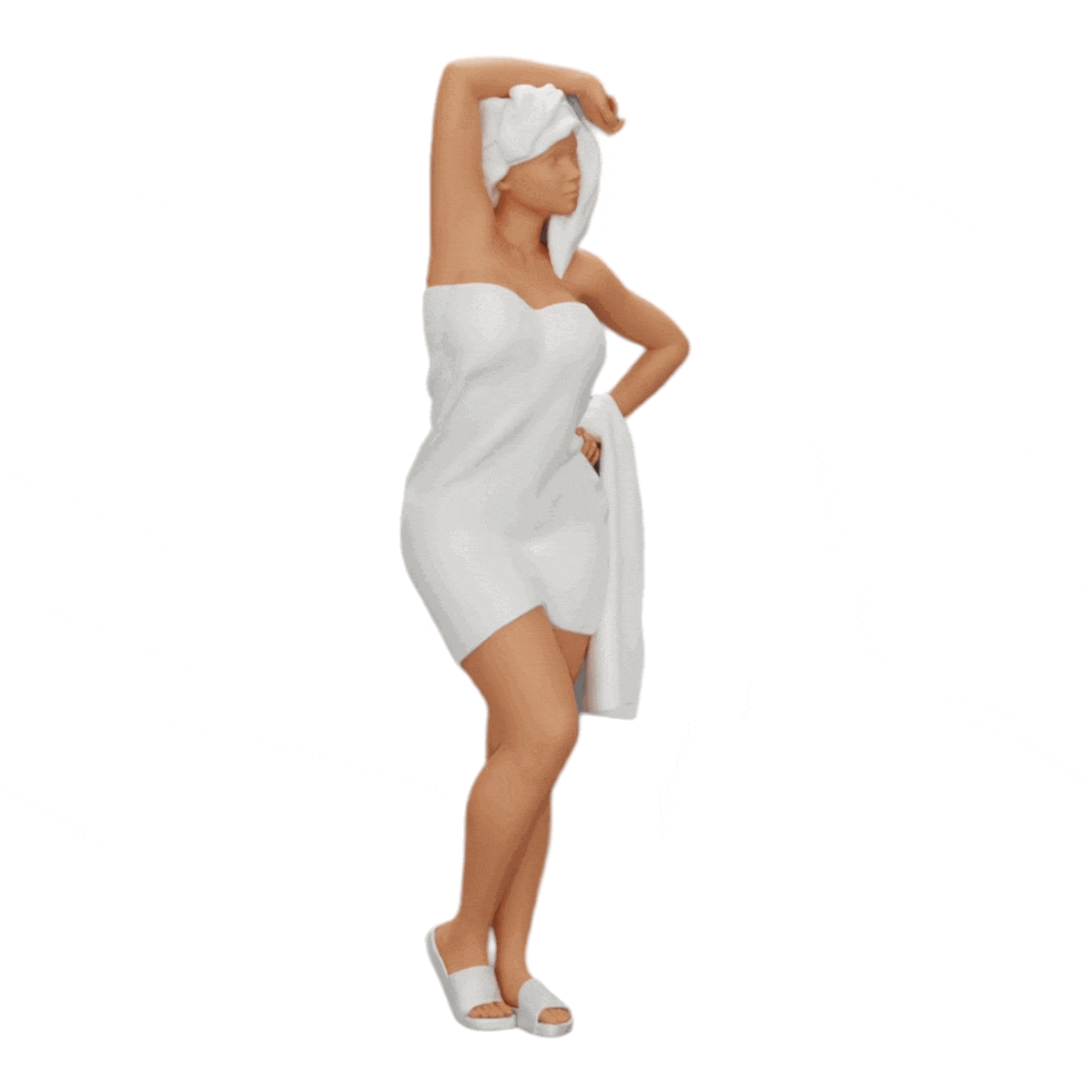 Foto de producto de modelismo de diorama 0: Mujer sexy después de la ducha con albornoz y toalla (Ref Nr. A10)