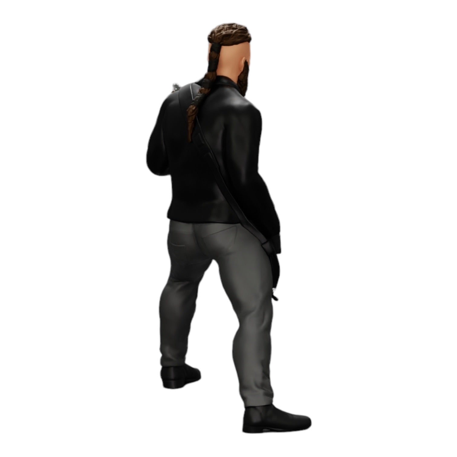 Diorama Modellbau Produktfoto 0: Rockstar spielt Bassgitarre in Lederjacke mit langen Haaren und Bart (Ref Nr. A12)