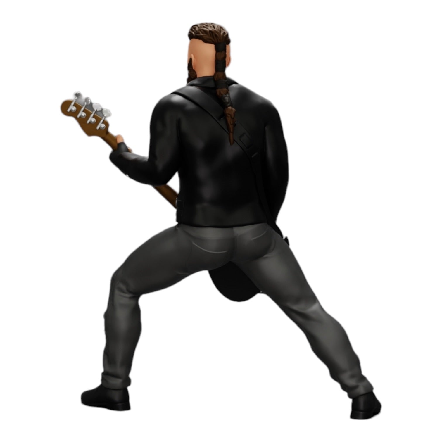 Diorama Modellbau Produktfoto 0: Rockstar spielt Bassgitarre in Lederjacke mit langen Haaren und Bart (Ref Nr. A12)