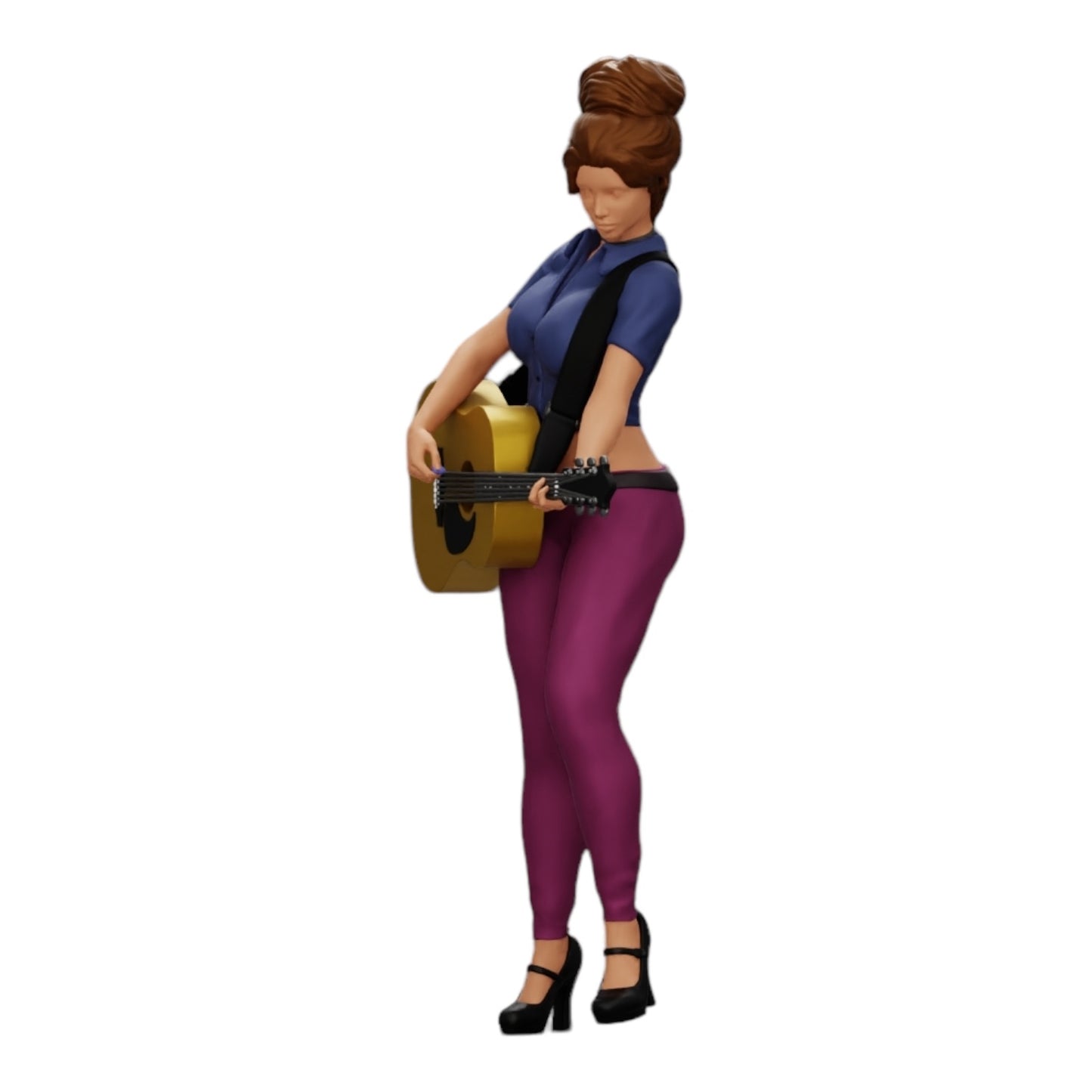 Foto de producto de modelismo de diorama 0: Joven mujer/músico en el escenario tocando guitarra acústica (Ref Nr. A13)