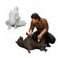 Foto del producto de modelismo de diorama 0: Hombre arrodillado acaricia a su perro acostado (Ref Nr. A20)