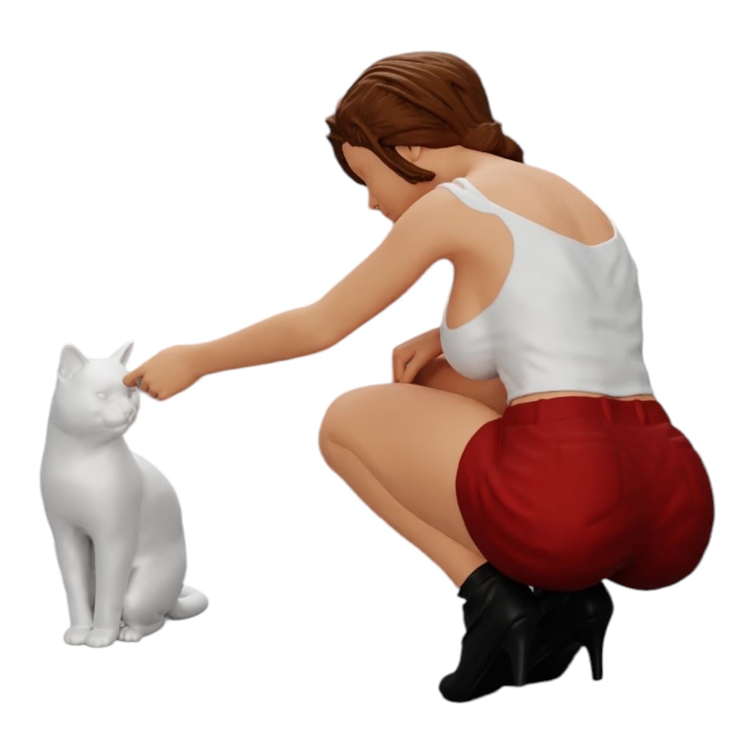 Foto de producto de modelismo de diorama 0: Bonita niña arrodillada junto a su gato (Ref Nr. A21)