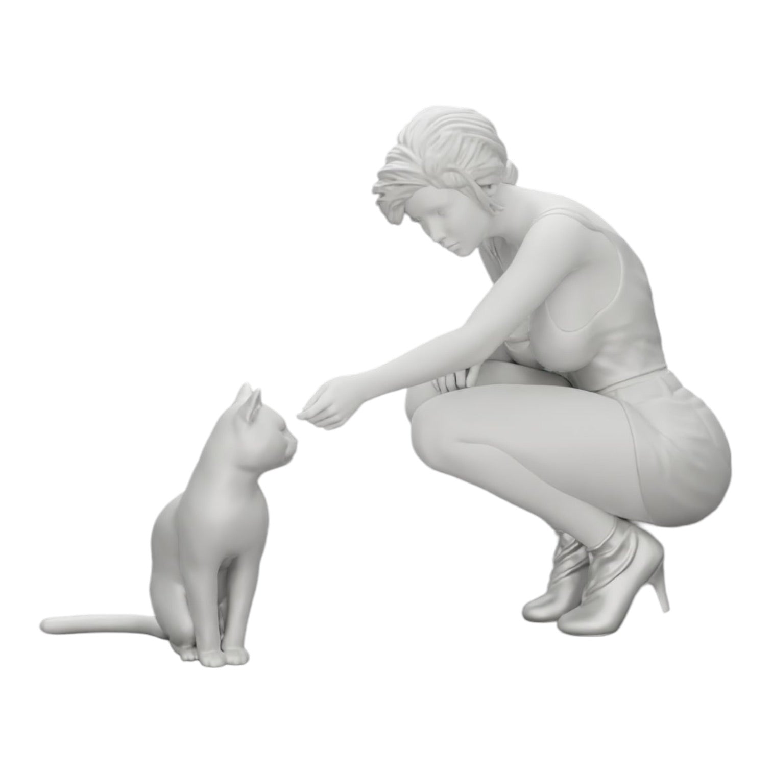 Foto de producto de modelismo de diorama 0: Bonita niña arrodillada junto a su gato (Ref Nr. A21)