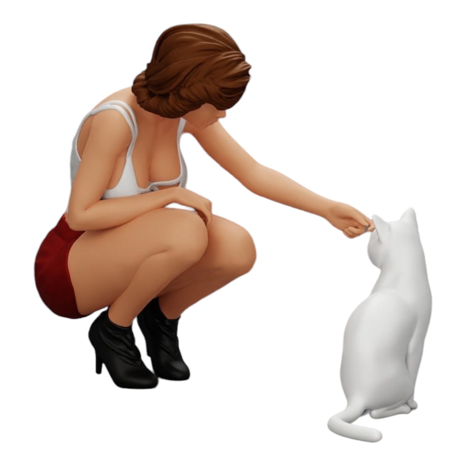 Foto de producto de modelismo de diorama 0: Bonita niña arrodillada junto a su gato (Ref Nr. A21)
