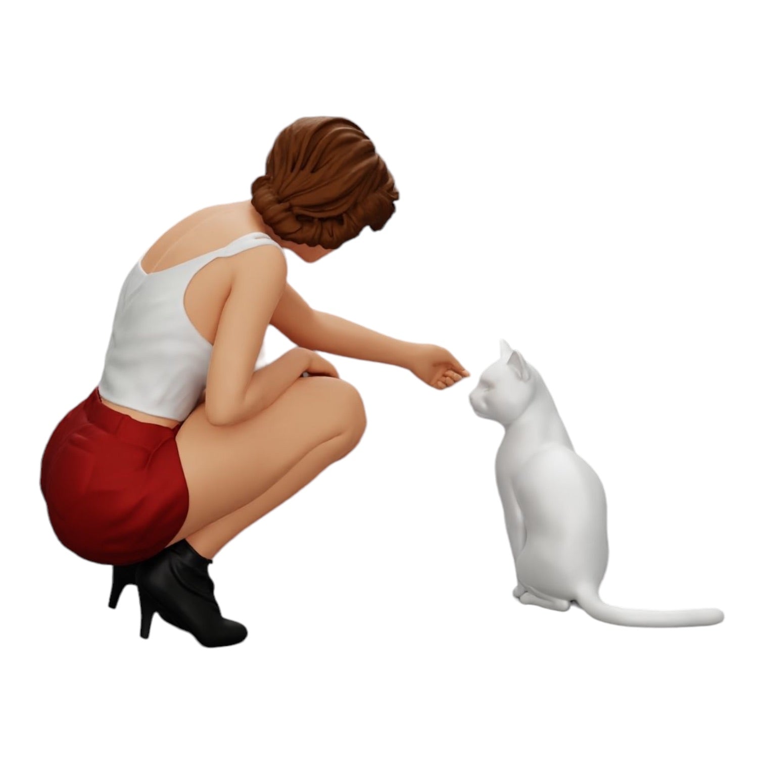 Foto de producto de modelismo de diorama 0: Bonita niña arrodillada junto a su gato (Ref Nr. A21)